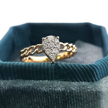 Enchaîner水滴形戒指．鑽石 - WILLS JEWELLERY