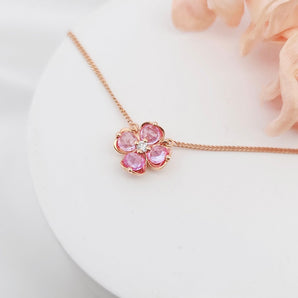 Garden・小花粉紅藍寶石頸鏈 - WILLS JEWELLERY