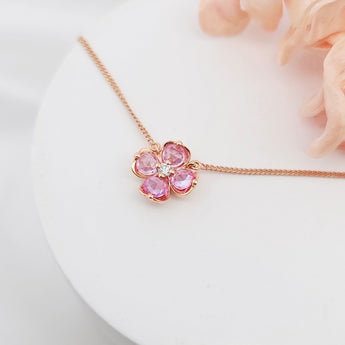 Garden・小花粉紅藍寶石頸鏈 - WILLS JEWELLERY