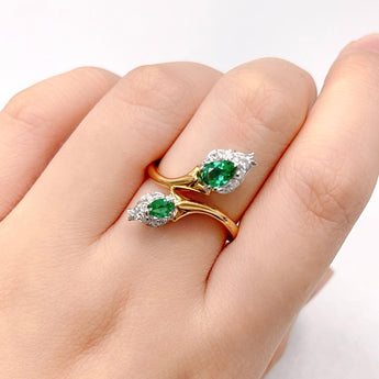 Garden・袓母綠鑽石羽毛戒指 - WILLS JEWELLERY