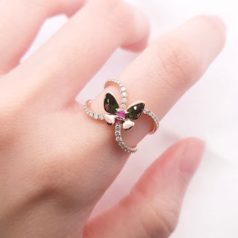 Garden・蝴蝶粉紅藍寶石戒指 - WILLS JEWELLERY