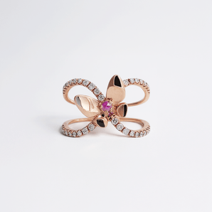 Garden・蝴蝶粉紅藍寶石戒指 - WILLS JEWELLERY