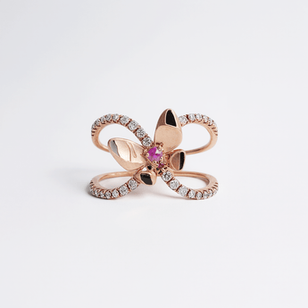 Garden・蝴蝶粉紅藍寶石戒指 - WILLS JEWELLERY
