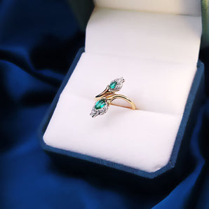 Garden・袓母綠鑽石羽毛戒指 - WILLS JEWELLERY