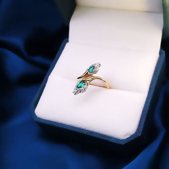 Garden・袓母綠鑽石羽毛戒指 - WILLS JEWELLERY