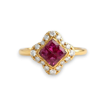 Garden・Mosaic 四葉戒指．鴿血紅紅寶石 - WILLS JEWELLERY