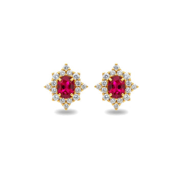 經典花漾耳環．酒紅色紅寶石 II - WILLS JEWELLERY