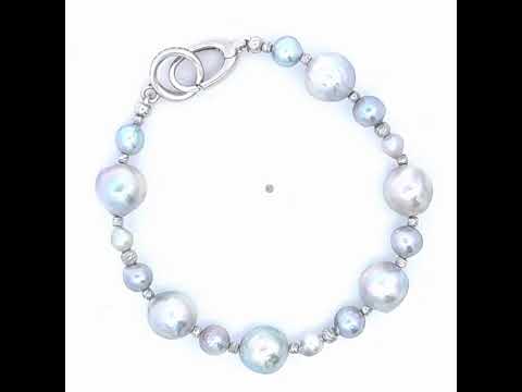 Layered Bracelet • Japanese Akoya Silver Blue Pearl - WILLS Layered Bracelet • Japanese Akoya Silver Blue Pearl - WILLS