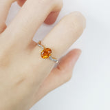 幾何扭身鑽石戒指 • 橙寶石 - WILLS JEWELLERY