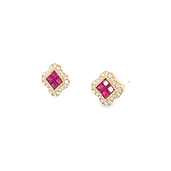 公主耳環．酒紅色紅寶石 - WILLS JEWELLERY