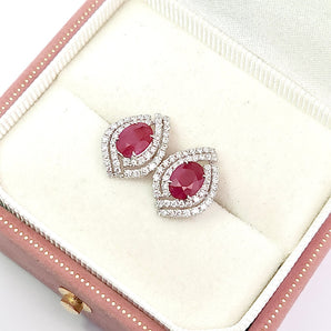 雙層圍鑽耳環・紅寶石 - WILLS JEWELLERY