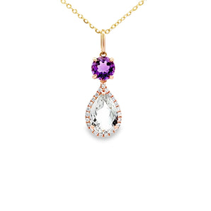 圍鑽吊墜・石榴石及紫晶 - WILLS JEWELLERY