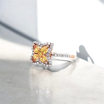 小花戒指．黃色藍寶石 - WILLS JEWELLERY