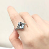 四葉花海藍寶圍石鑽石戒指 - WILLS JEWELLERY