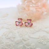 三葉草耳環．粉紅色藍寶石 - WILLS JEWELLERY