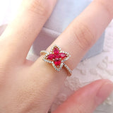 葉形戒指・紅寶石 - WILLS JEWELLERY