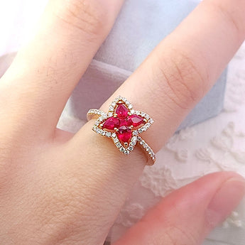 葉形戒指・紅寶石 - WILLS JEWELLERY