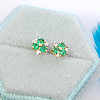小花耳環・綠寶石 - WILLS JEWELLERY