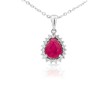 梨形圍鑽吊墜．紅寶石 - WILLS JEWELLERY