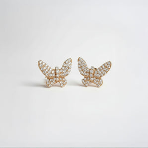 玫瑰金蝴蝶鑽石耳環 - WILLS JEWELLERY