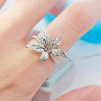 楓葉戒指．鑽石 - WILLS JEWELLERY