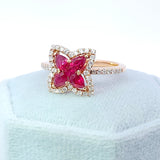 葉形戒指・紅寶石 - WILLS JEWELLERY