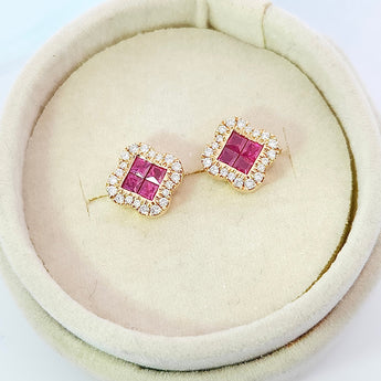 公主耳環．酒紅色紅寶石 - WILLS JEWELLERY