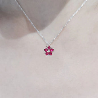 花形吊墮・紅寶石 - WILLS JEWELLERY