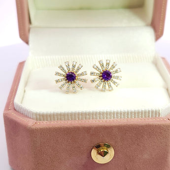 花漾耳環・紫晶 - WILLS JEWELLERY