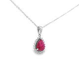梨形圍鑽吊墜．紅寶石 - WILLS JEWELLERY