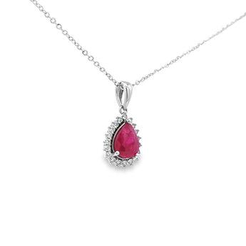 梨形圍鑽吊墜．紅寶石 - WILLS JEWELLERY