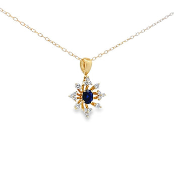 綻放花漾頸鏈．墨藍色藍寶石 - WILLS JEWELLERY