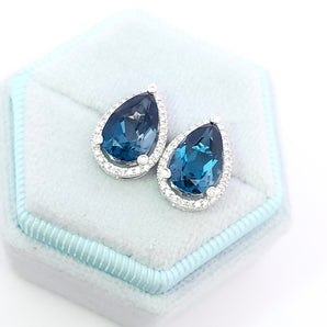 水滴耳環・倫敦藍晶 - WILLS JEWELLERY