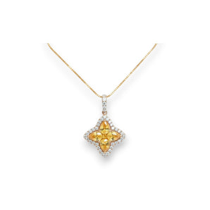 小花吊墜．黃色藍寶石 - WILLS JEWELLERY