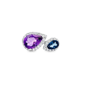 拼色戒指・紫晶及倫敦藍托帕石 - WILLS JEWELLERY