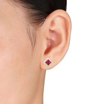 公主耳環．酒紅色紅寶石 - WILLS JEWELLERY