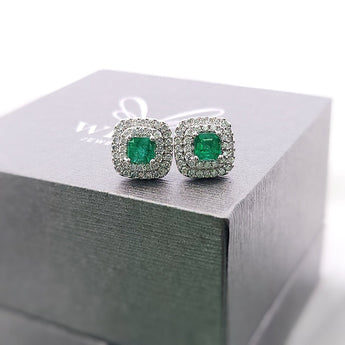 雙層圍鑽耳環 · 宮廷綠綠寶石 - WILLS JEWELLERY