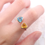 開口戒指．藍晶及黃晶 - WILLS JEWELLERY