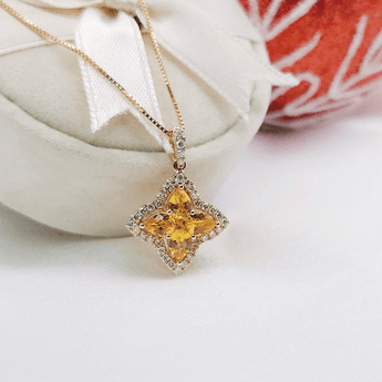 小花吊墜．黃色藍寶石 - WILLS JEWELLERY