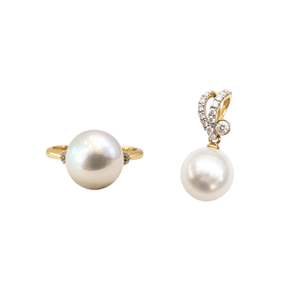 (聖誕套裝) 經典圓鑽珍珠戒指 + 層次圓鑽珍珠吊墜 - WILLS JEWELLERY