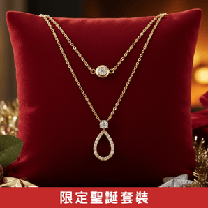 (聖誕套裝)簡約圓鑽手鍊 + 璀璨淚滴鑽石項鍊 - WILLS JEWELLERY