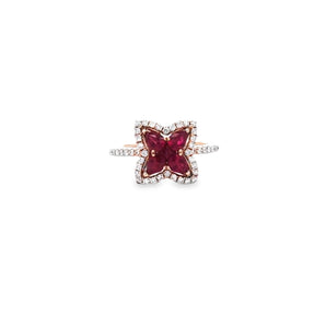 葉形戒指・紅寶石 - WILLS JEWELLERY