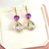 圍鑽耳環・石榴石及紫晶 - WILLS JEWELLERY