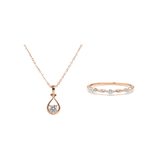 (聖誕套裝) 玫瑰金淚滴鑽石吊墜 + 永恆纏綿三鑽戒指 - WILLS JEWELLERY