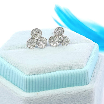 花朵耳環・鑽石 - WILLS JEWELLERY