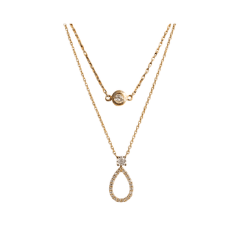 (聖誕套裝)簡約圓鑽手鍊 + 璀璨淚滴鑽石項鍊 - WILLS JEWELLERY