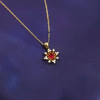 綻放花漾頸鏈．鴿血紅紅寶石 - WILLS JEWELLERY