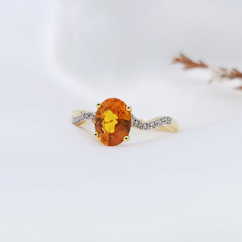 幾何扭身鑽石戒指 • 橙寶石 - WILLS JEWELLERY