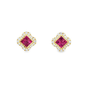 公主耳環．酒紅色紅寶石 - WILLS JEWELLERY