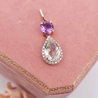 圍鑽吊墜・石榴石及紫晶 - WILLS JEWELLERY